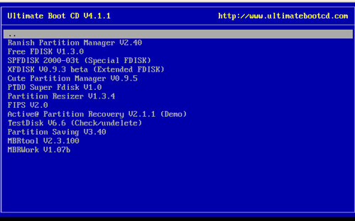 2. Ultimate Boot CD - Partition Saving